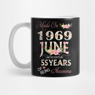 N461969 Flower June 1969 55 Years Of Being Awesome 55th Birthday for Women and Men Mug